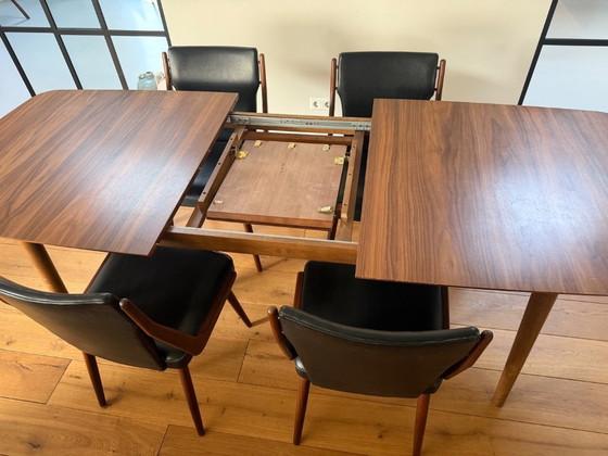 Image 1 of 4 sedie da pranzo vintage con tavolo allungabile