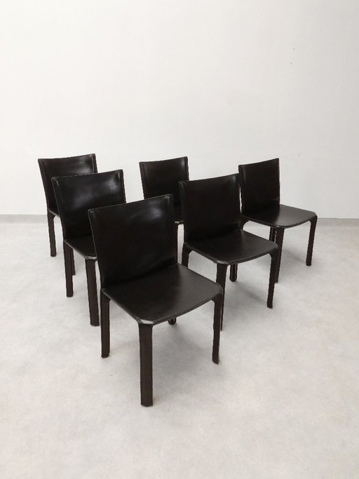 Cassina Cab 412 Stühle - schwarzes Leder