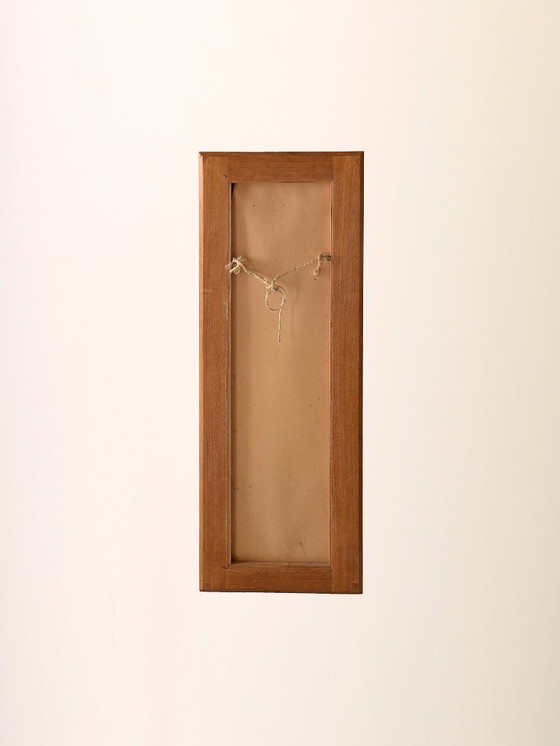 Image 1 of Miroir rectangulaire scandinave en teck avec verre bombé - 1960s/70s