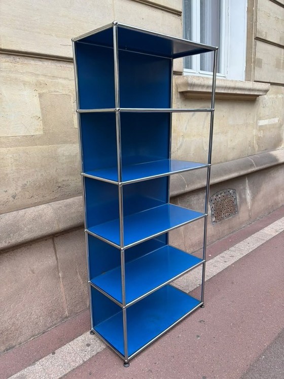 USM Haller Gentiaanblauw 1e Generatie Boekenkast, Boekenkasten, Metaal, Modern (foto 3 van 13)