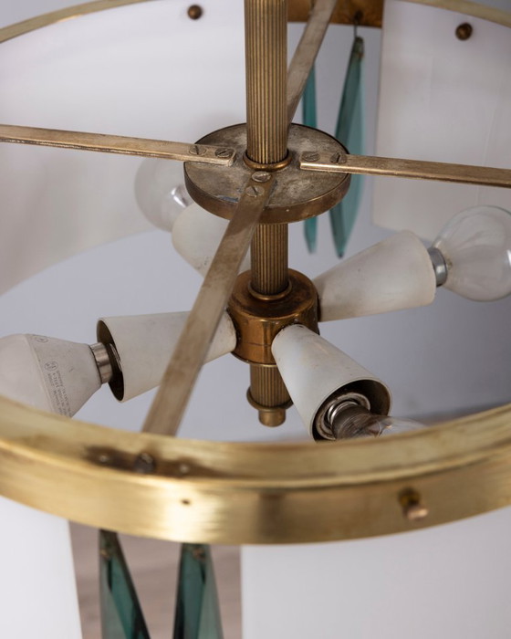Lampadario vintage anni '50 di design italiano in vetro blu e cristallo. – Glass (photo 6 of 15)