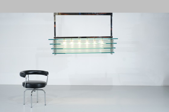 Image 1 of Large Glass Ceiling Hanging Chandelier, Italy 1970s