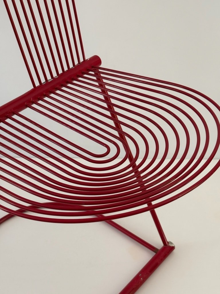 2 Swing Chairs by Jutta and Herbert Ohl Rosenthal Lübke, 1982, Red
