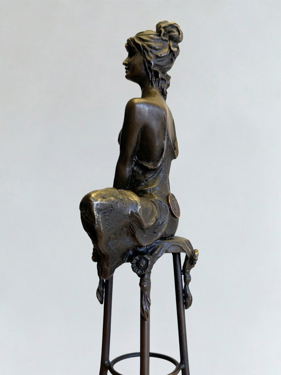 Image 1 of Superbo set di 3 sculture in bronzo firmate Collinet – stile Art Déco – 28 cm