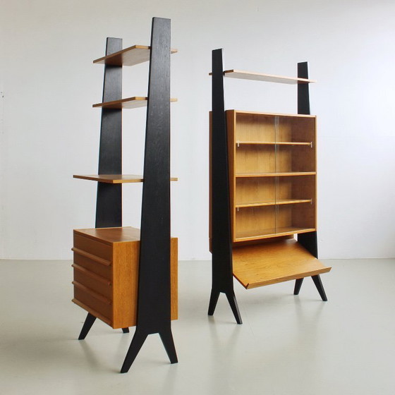 Image 1 of Système d'étagères modulaires vintage, meuble mural style années 60, entièrement restauré