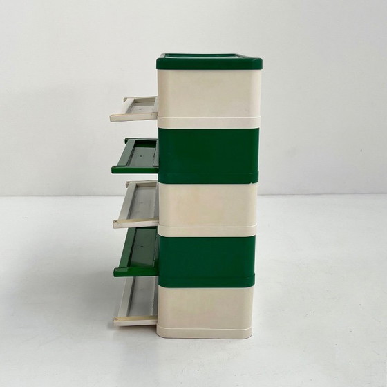Image 1 of Cassettiera verde e bianca modello 4964 di Olaf Von Bohr per Kartell, anni &#39;70