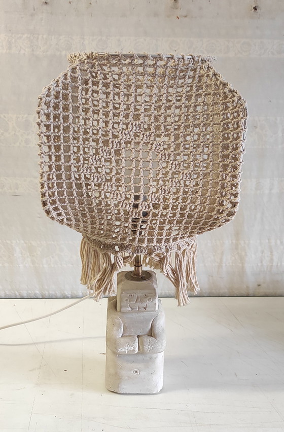 Image 1 of Table lamp with a limestone statuette - mid-20th century