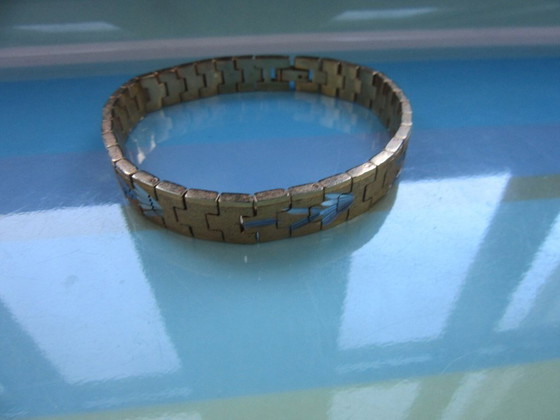 Bracciale francese sottile placcato oro giallo, retrò, vintage – Decorazione, Metallo (photo 6 of 7)