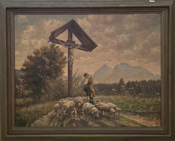 Image 1 of Peinture à l'huile de Lorenz Lehner avec paysage de signature Bavière