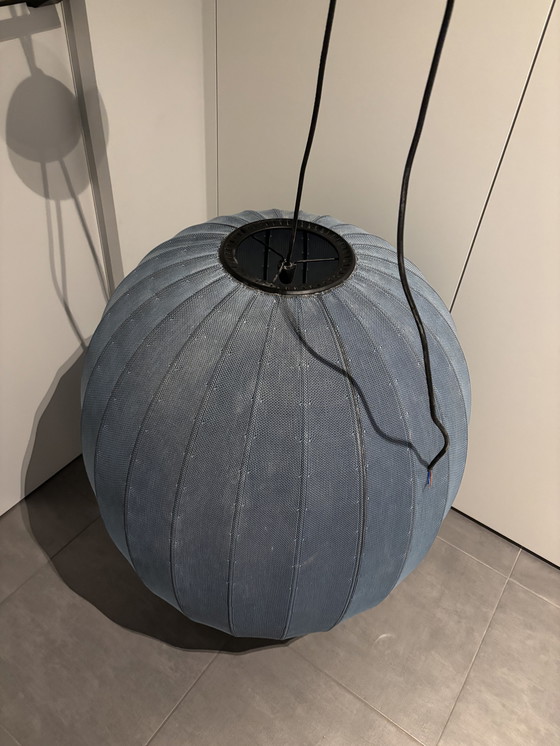 Image 1 of Made By Hand knit-white oval hanging lamp