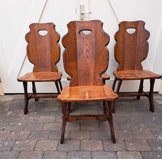 Image 1 of 4x Sedie brutaliste in rovere.