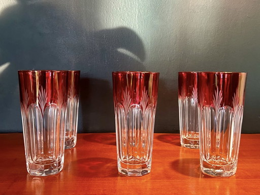 Verres Français Art Déco En Cristal Taillé