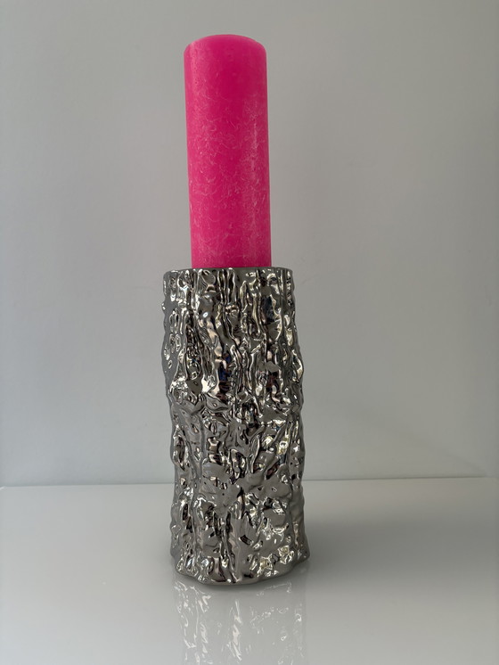 Image 1 of It’s about RoMi Amsterdam kandelaar boomstam in RVS zilverkleurige glazuur 