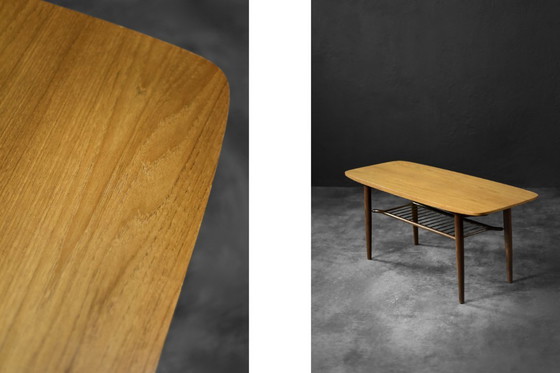 Image 1 of Tavolino danese moderno di metà secolo in teak Hyggebord 55 con ripiano di Gorm Møbler, 1956