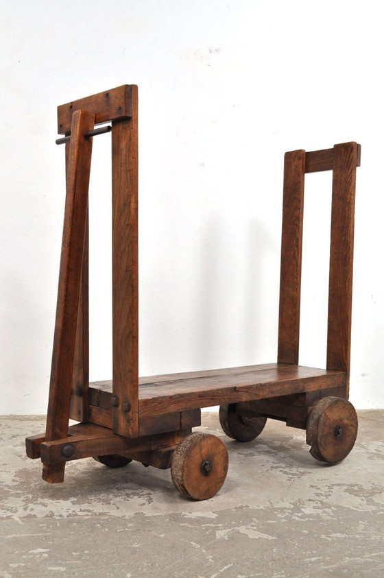 Image 1 of Antieke eiken transportkar eind 19de eeuw