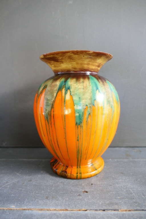 Vase en verre Art Déco Séparé Orange