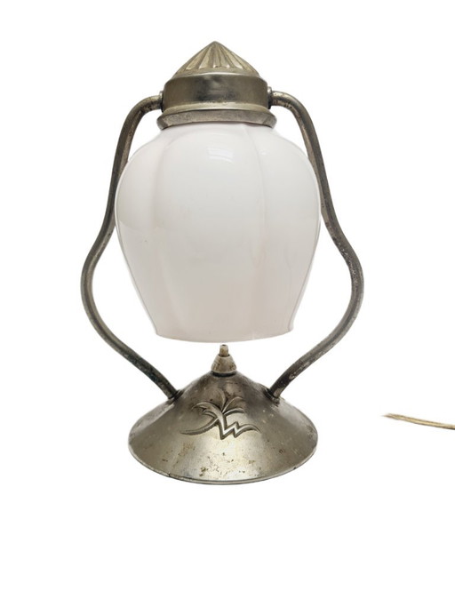 Art Deco Bedside Lamp, Poland, 1950s – tafellampen, Glass, Metal