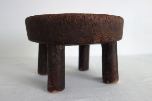 Vintage Baule Wooden Stool, Ivory Coast