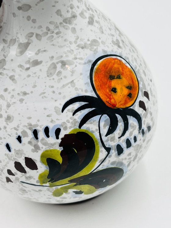 Image 1 of Pair of vintage hand-painted floral Italian vases