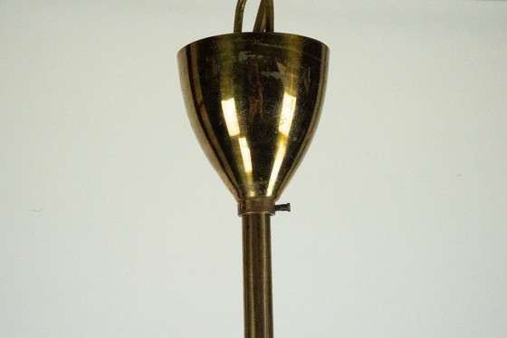 Image 1 of Rara lámpara Stilnovo de los años 50 con globos de cristal opalino. Italia