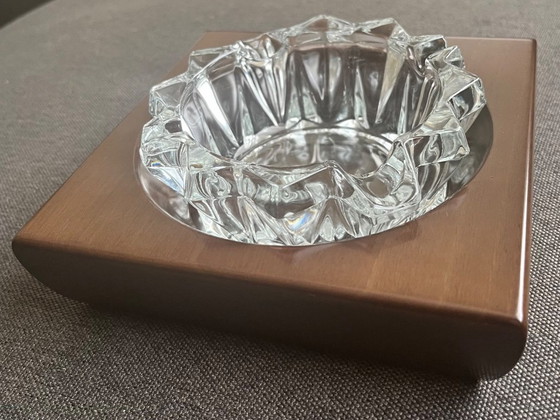 Image 1 of Vintage Caldelli asbak van hout en kristal, hand made