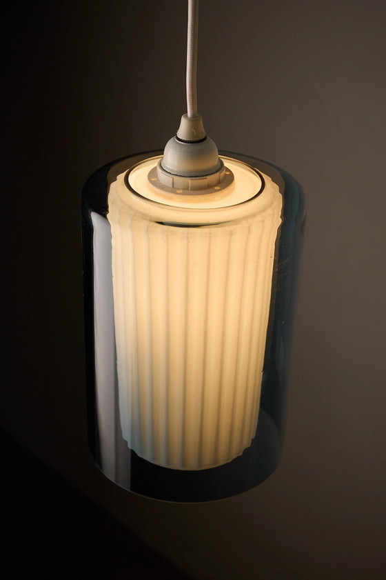 Double Glass Pendant in Blue and Opaline, Europe, 1960s/1970s, Ceiling lights, Vintage (photo 7 of 9)