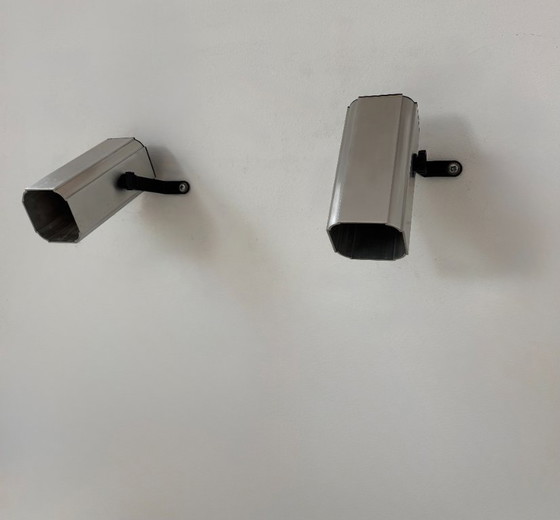 Image 1 of Pair of vintage adjustable wall lights, anodized aluminum, France, 1980