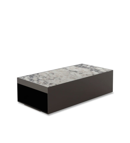 Minotti Elliott Couchtisch, bronzefarbener, matter Stahl und Marmor, LP 6.000