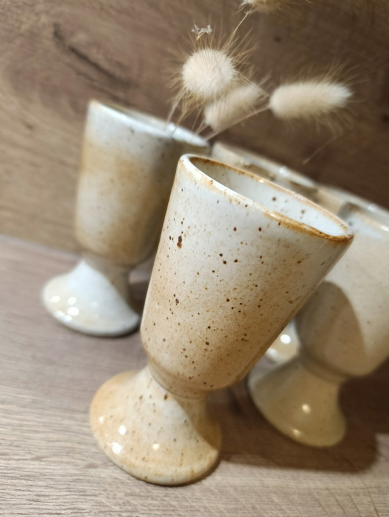 Image 1 of 5 mazagrans in gres maculato, vintage 1960/70 Francia