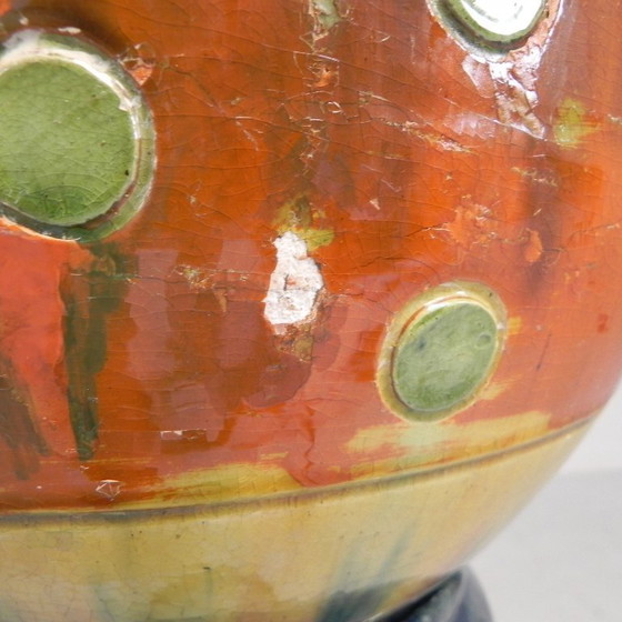 Image 1 of Flemish flowerpot on pedestal, ceramic, 1920s