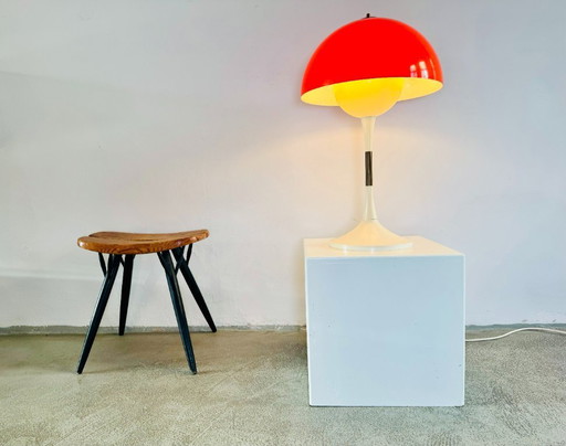 Lampe de table champignon rouge et blanche, style milieu du siècle, Europe, années 1970