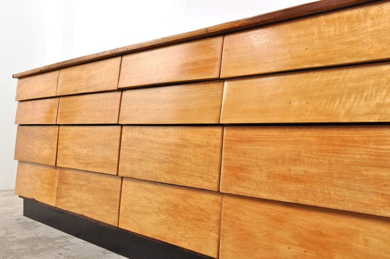 Image 1 of Vintage beech wood chest of drawers / store cabinet 1950s