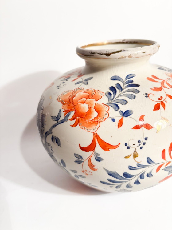 Vase en céramique Laveno à motif floral peint à la main, années 1940 – Ceramic, Art Deco (photo 4 of 8)