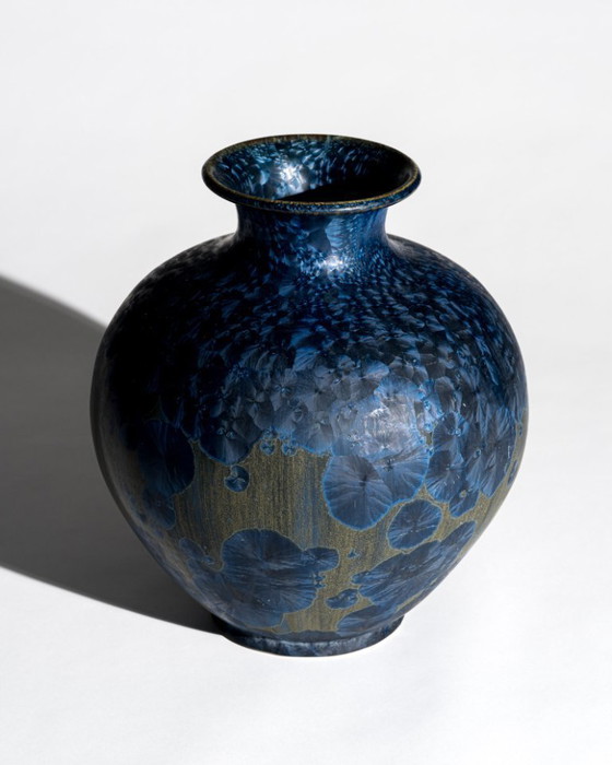 Image 1 of Vase en céramique Crystalline Blue Studio d'Albert Kiessling – Allemagne, 1996