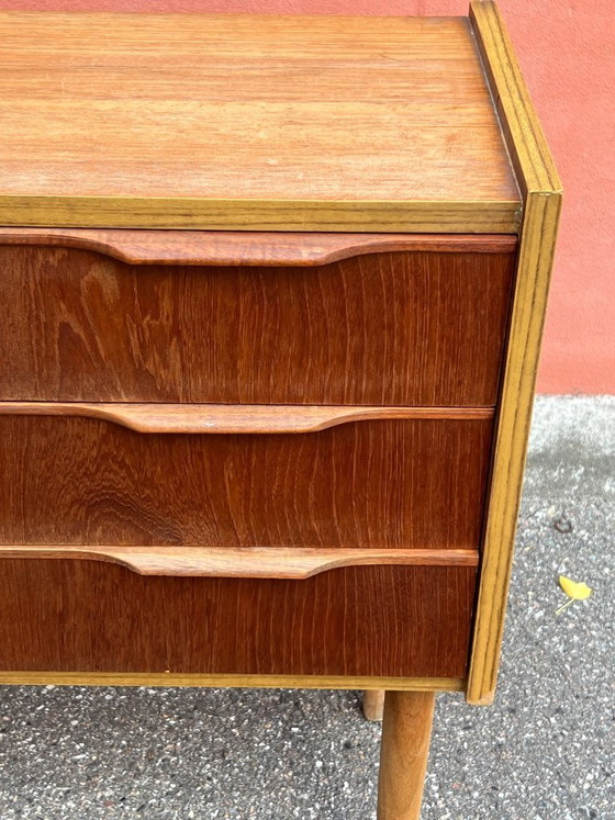 Image 1 of Cassettiera/comodino vintage danese in teak, stile Mid-Century Modern, anni '60.
