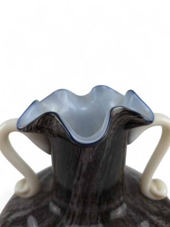 Image 1 of Murano handle vase glass flower vase vintage 60s 70s