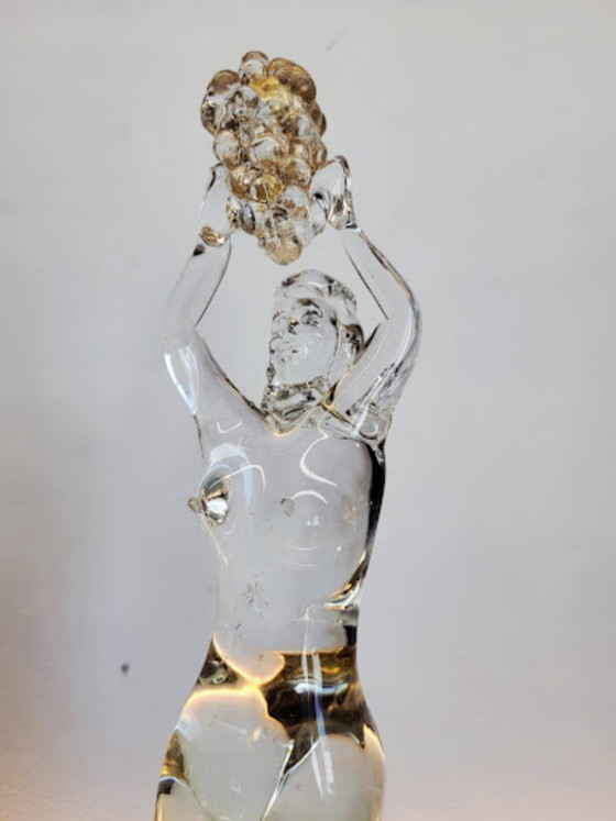 Image 1 of Exceptional Murano Art Glass Sculpture – Female Figure with Grapes – Signed by Master Pino Signoretto