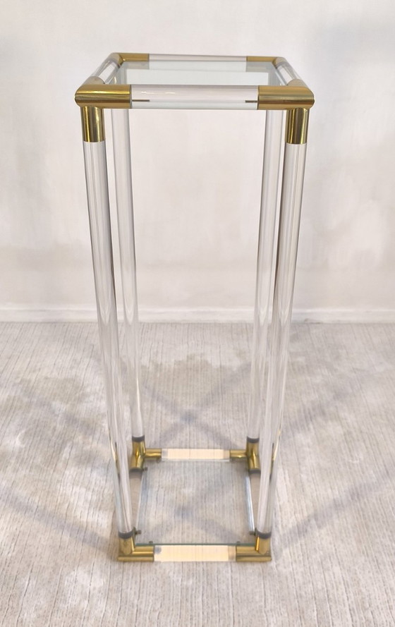 Image 1 of 😍✨ Excepcional soporte de columna de Charles Hollis Jones en Lucite y latón, década de 1970 ✨😍
