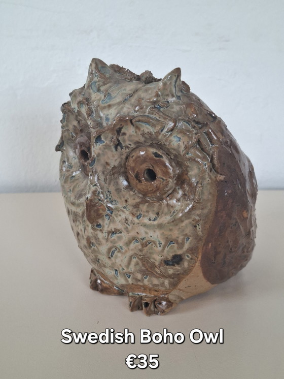 Image 1 of Vintage Swedish Boho hippie lamp with owl