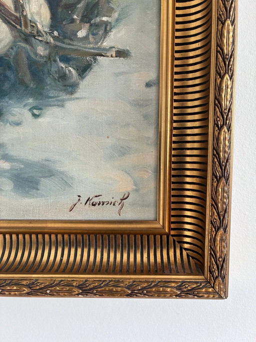 Peinture à l'huile originale vintage représentant un cheval, grande œuvre murale équestre signée