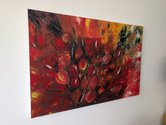 Red Tulips – Paintings & Drawings, Canvas, Other (photo 3 of 6)