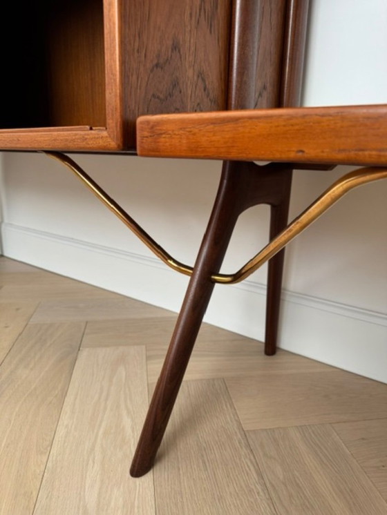 Image 1 of Modular and adjustable Danish modern teak bookshelf with brass details by Kurt Østervig for KP Møbler Denmark 1960s