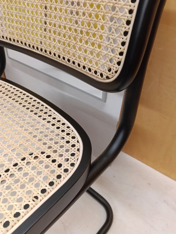 Image 1 of ALIVARMVSEVM 104. SET of 2 CESCA B32 Chairs (NEW) in Black Frame Limited Edition 