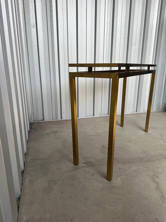 Image 1 of Vintage messing sidetable met glazen blad