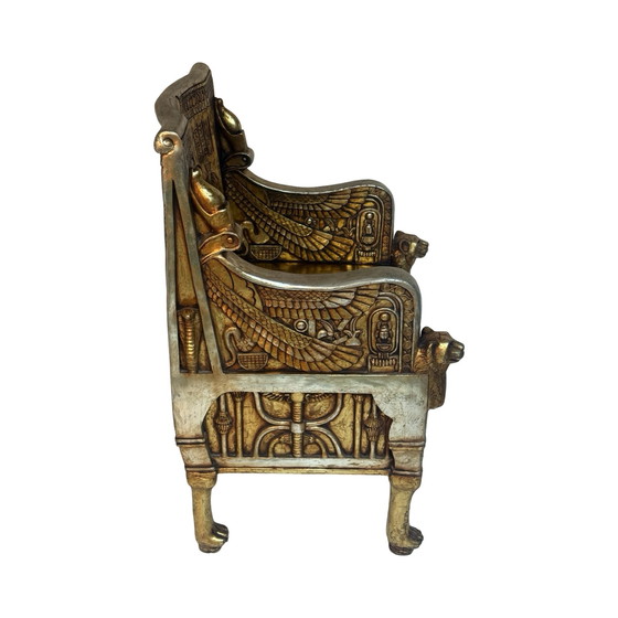 Image 1 of Handmade - Egyptian Pharaoh chair - Replica of King Tut’s Throne - FULL SIZE, Actual chair - Toscana Design - Gold leaf