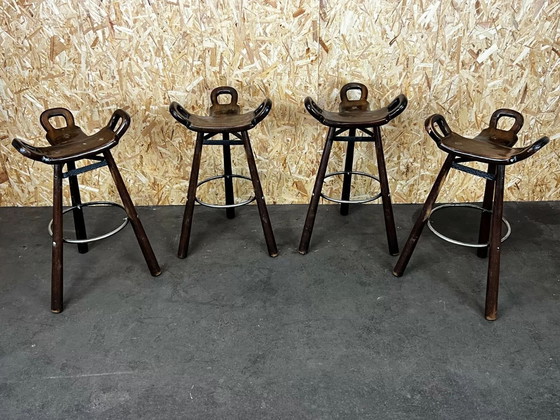 Image 1 of 4x 50's 60's Bar Stools Tabouret de bar Attributed Carl Malmsten Sweden Design