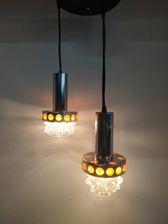 Image 1 of Vintage 60s/70s Massive/Raak cascade design pendant lamp (3 lamps)