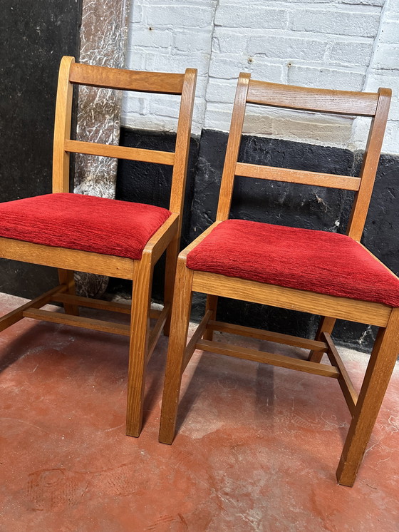 Image 1 of Exclusieve Set van 2 Vintage Engelse Eikenstoelen | G.H. & S. Keen (High Wycombe) | Mid-Century Ambacht