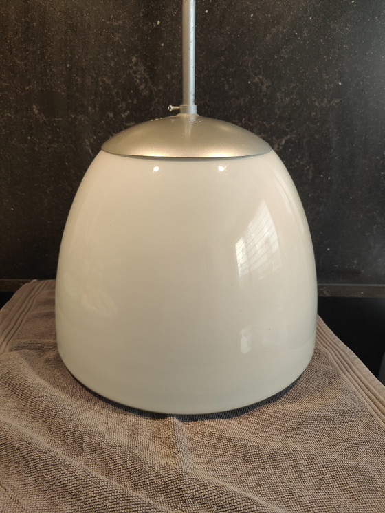 Image 1 of GISO Lampe d'école Philips verre opale point blanc Lampe pendante 1930s