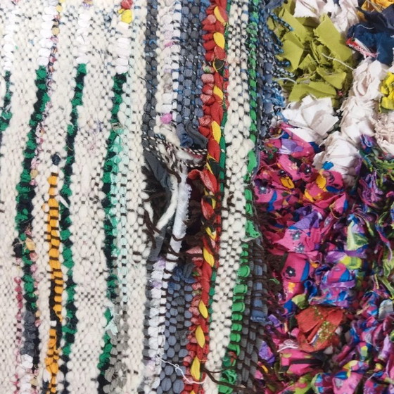 Image 1 of Boucherouite-Teppich, mehrfarbig – Recyceltes Textil, handgewebt, Boho-Chic (250×145 cm)